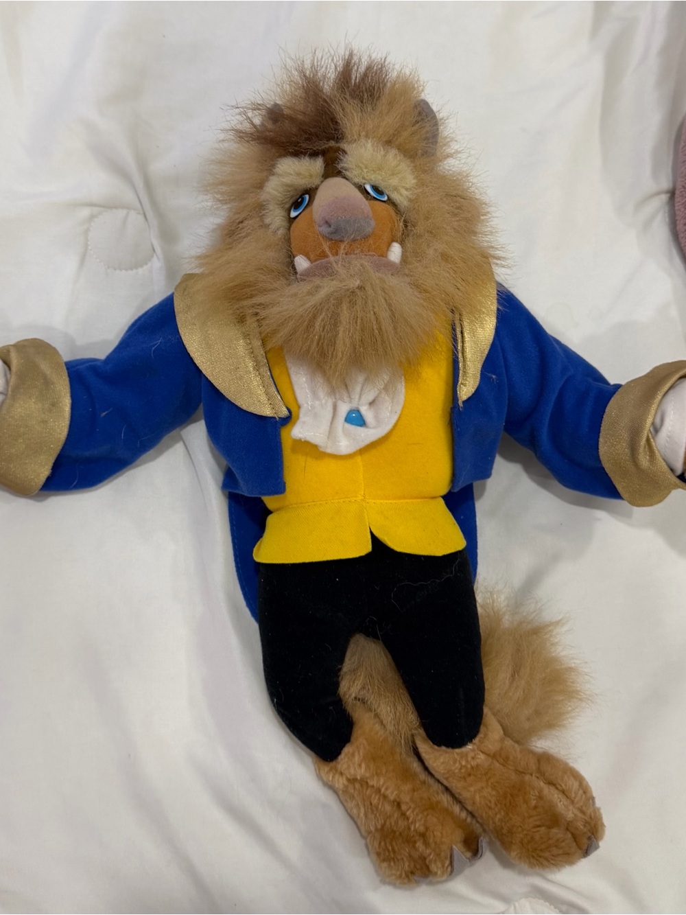 Mattel Disney Beauty and the Beast Plush - Blue Jacket, Yellow Vest, Brown Fur